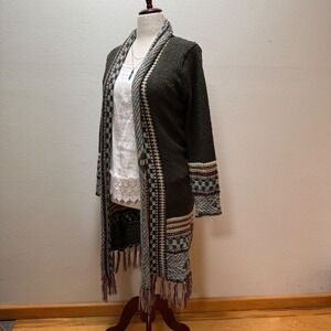 JR Knit Bohemian Open Front Colorful Long Sweater Cardigan Women Small/Medium